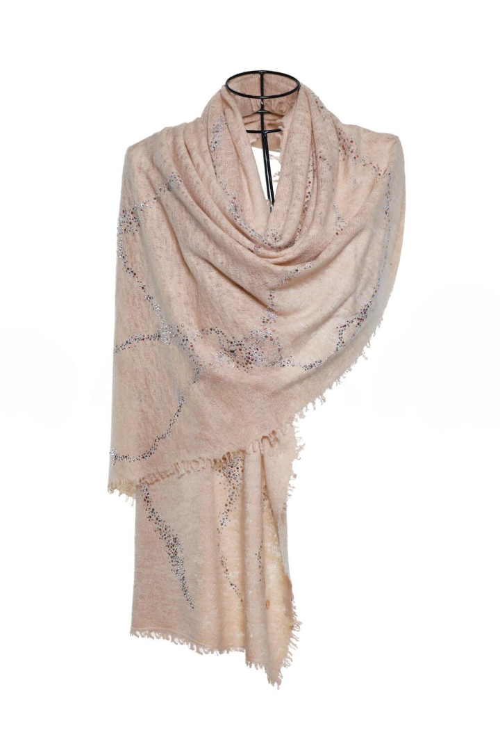 Earth Crystal Cashmere Silk Shawl - Biscuit