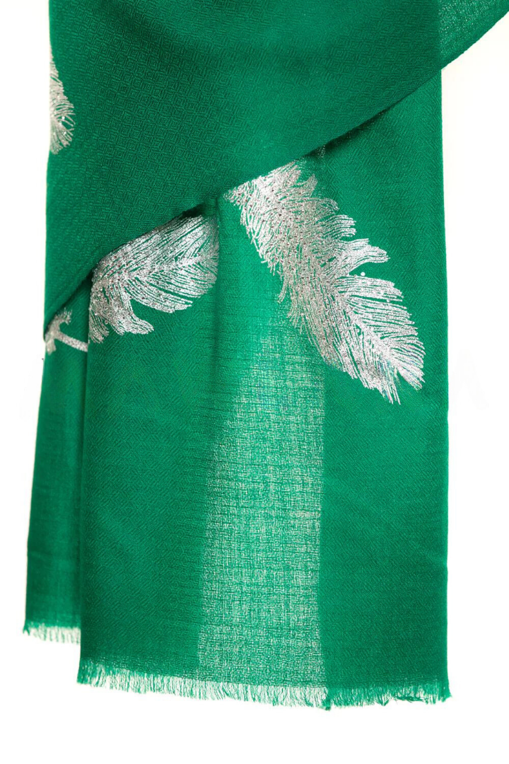 Angel Feathers Crystal Feathers Shawl Stole - Green