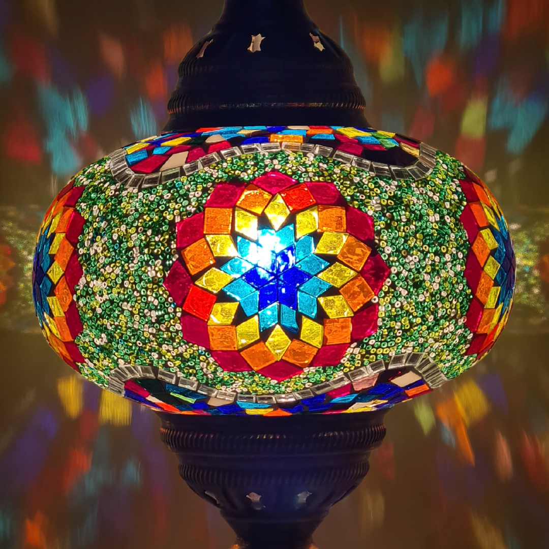 Table Mosaic Turkish Lamp - Large Glass