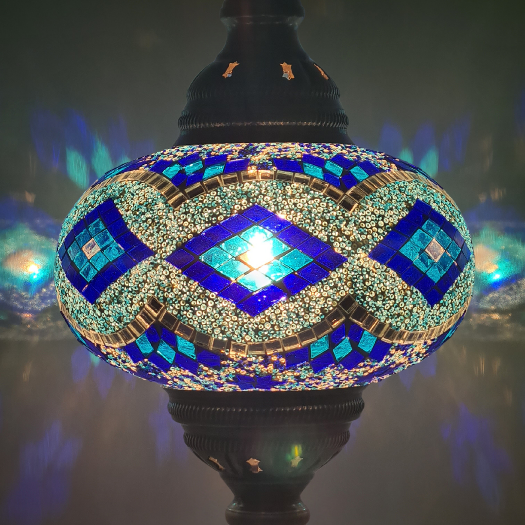 Swan Base Mosaic Turkish Lamp - Large Glass