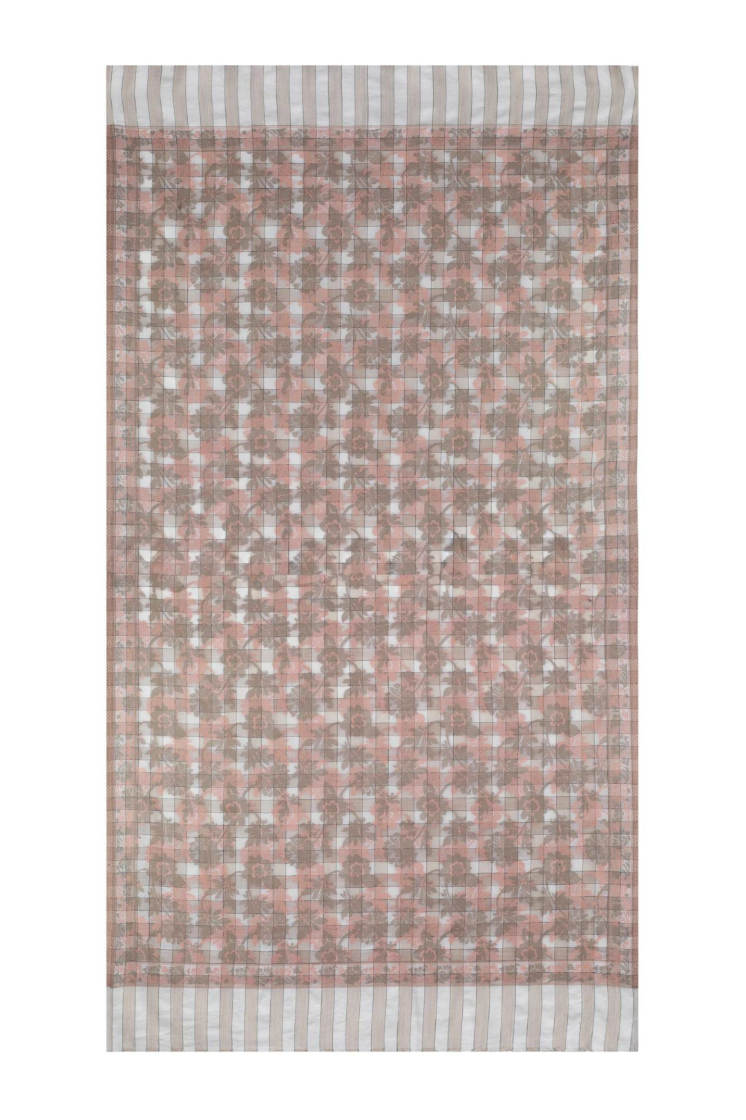 Checkers Floral Cashmere Pashmina Shawl - Pink