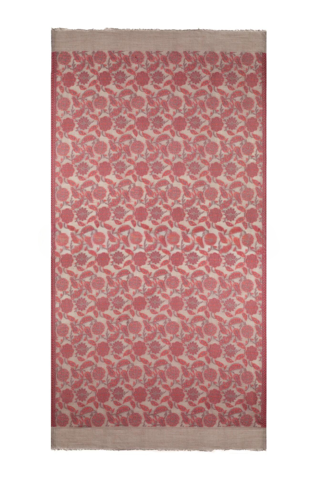 Abstract Floral Paisley Cashmere Pashmina Shawl - Red