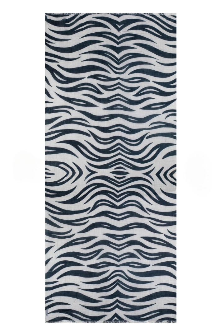 Zebra Design Baby Cashmere Shawl - Gray Black