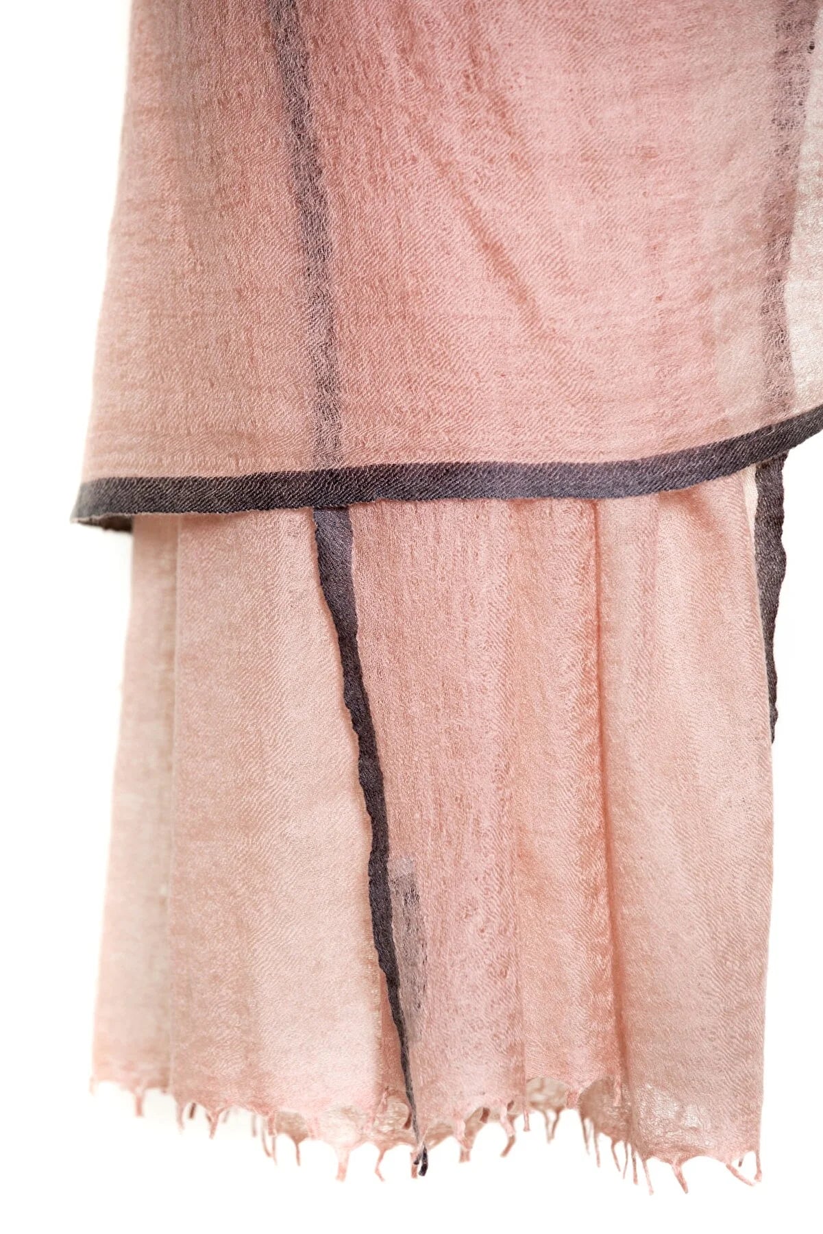 Bordered Sparge Baby Cashmere Shawl - Pink Charcoal
