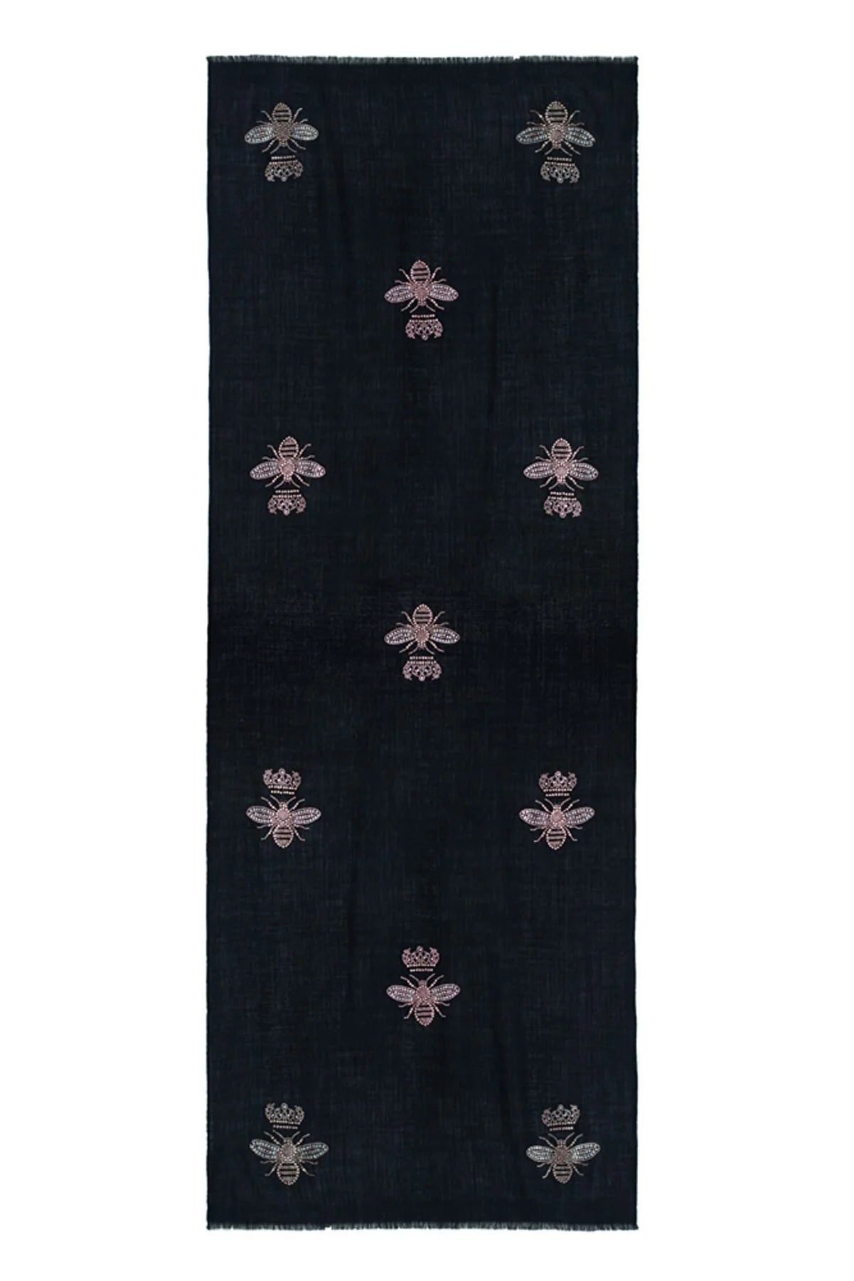 Queen Bee Crystal Cashmere Silk Stole - Black