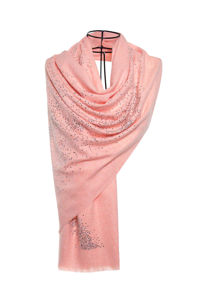 Sky Crystal Modal & Cashmere Shawls with Swarovski - Light Pink