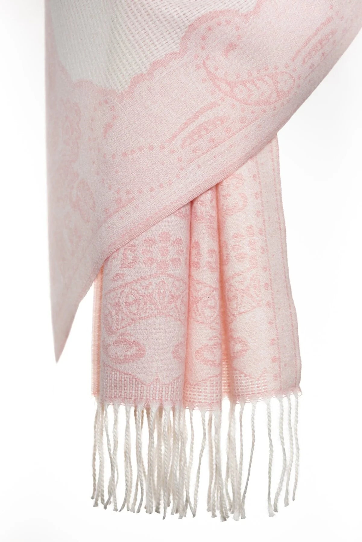 Knitted Mo-shmere Paisley Layers - Pink