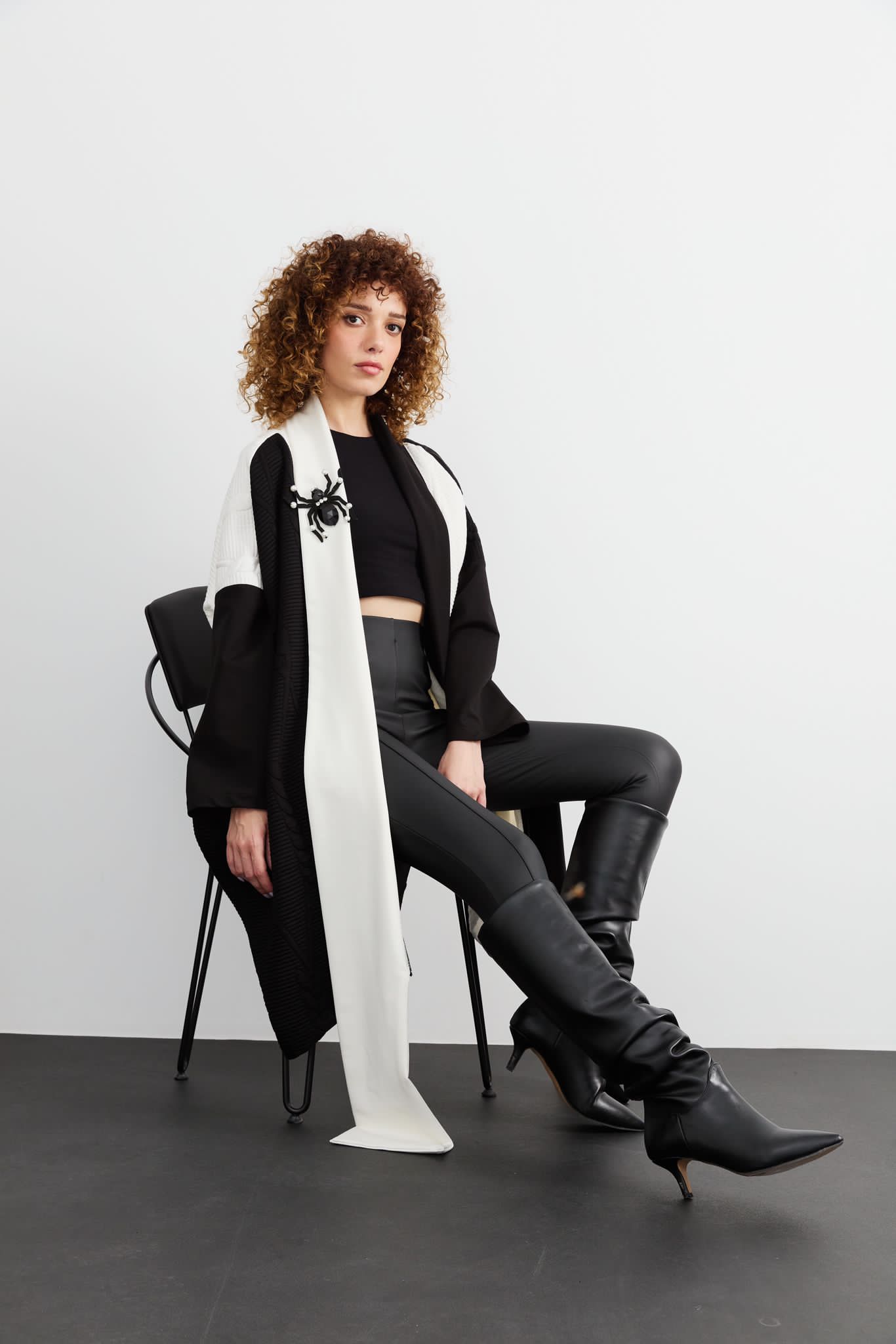 Designer Spider Jacket Cardigan Wool Design C-85 - White