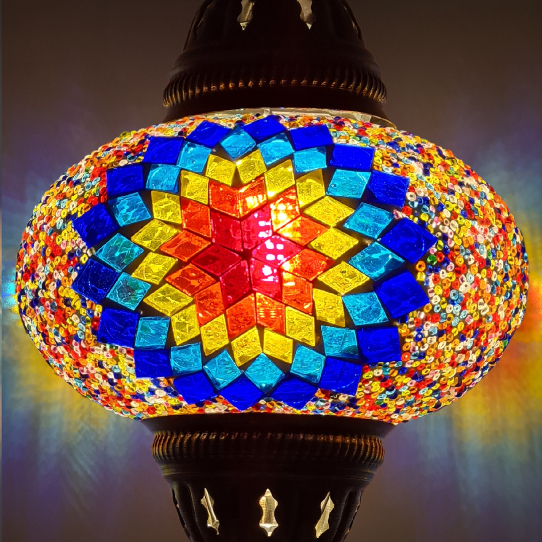 Swan Base Mosaic Turkish Lamp - Medium Glass