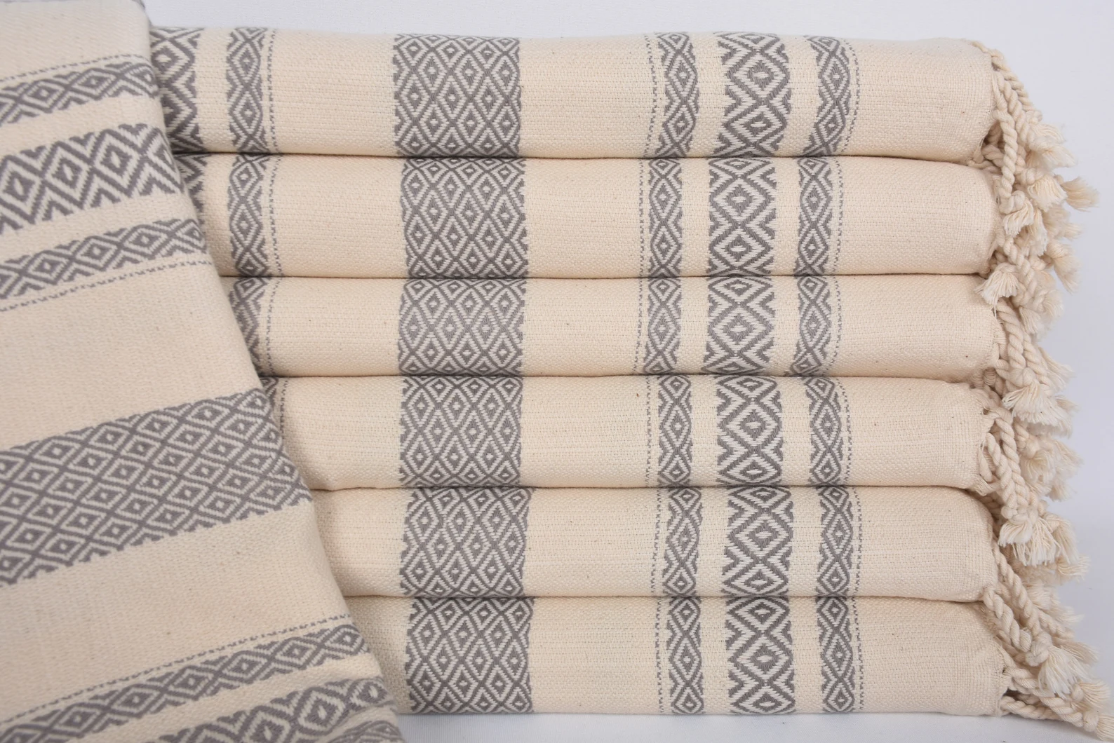 Bath Towel Organic Turkish Cotton - 70" X 40" - Gray Minimal Tribal