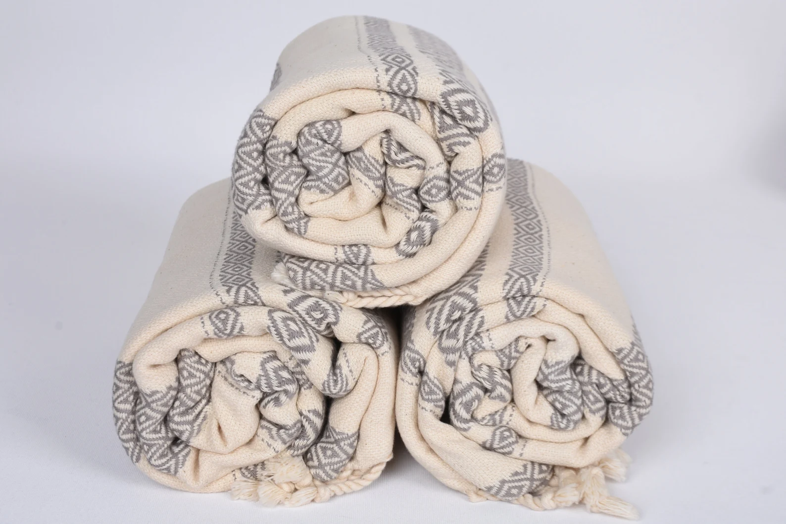 Bath Towel Organic Turkish Cotton - 70" X 40" - Gray Minimal Tribal