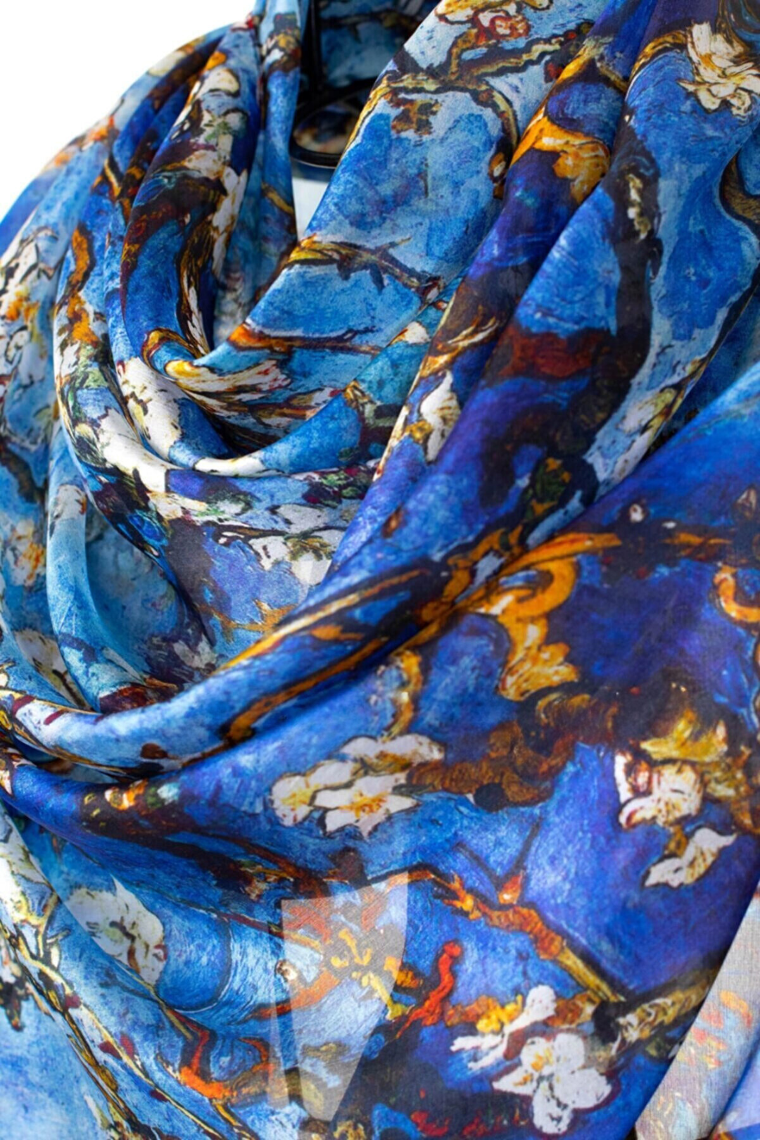 Raw Silk Rectangular Shawl - Blossom Blue