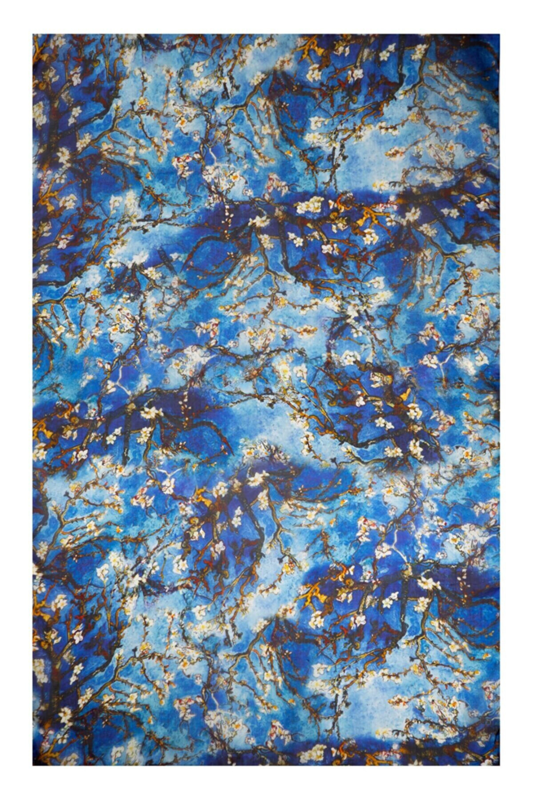 Raw Silk Rectangular Shawl - Blossom Blue