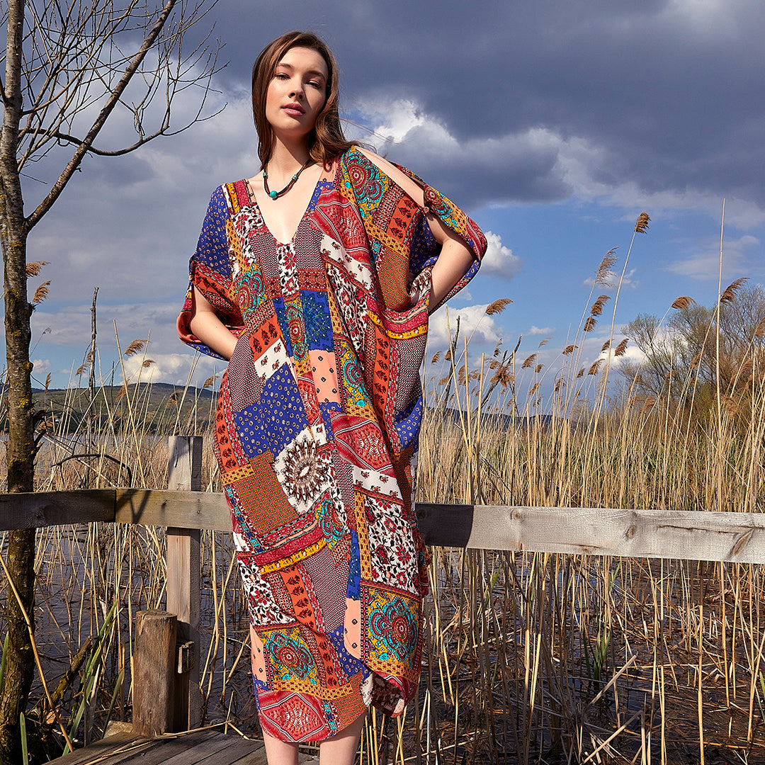 Cold Shoulder Wrap Dress Freesize - Tribal Patch