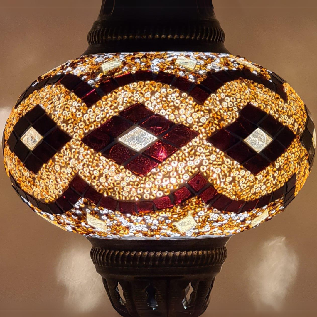 Swan Base Mosaic Turkish Lamp - Medium Glass