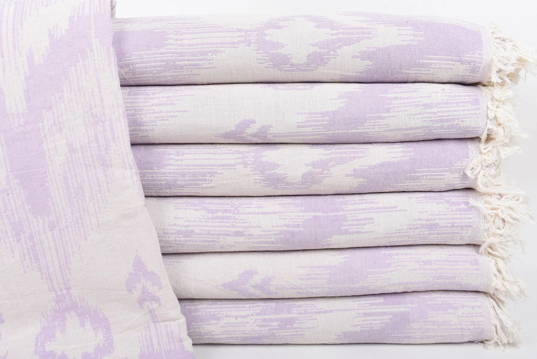 IKAT Blanket Organic Turkish Cotton Lilac- 89"x75"