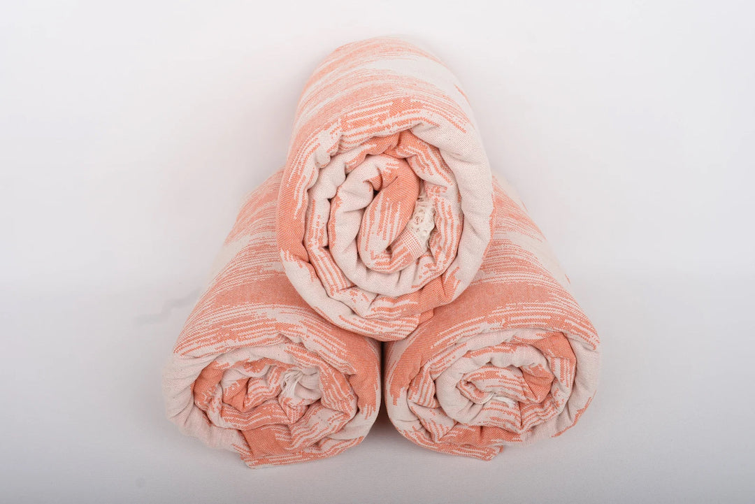 IKAT Blanket Organic Turkish Cotton Salmon- 89"x75"
