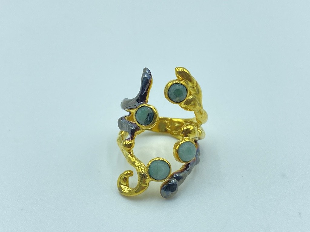 Branching Byzantine Medium Rings - Open Turquoise