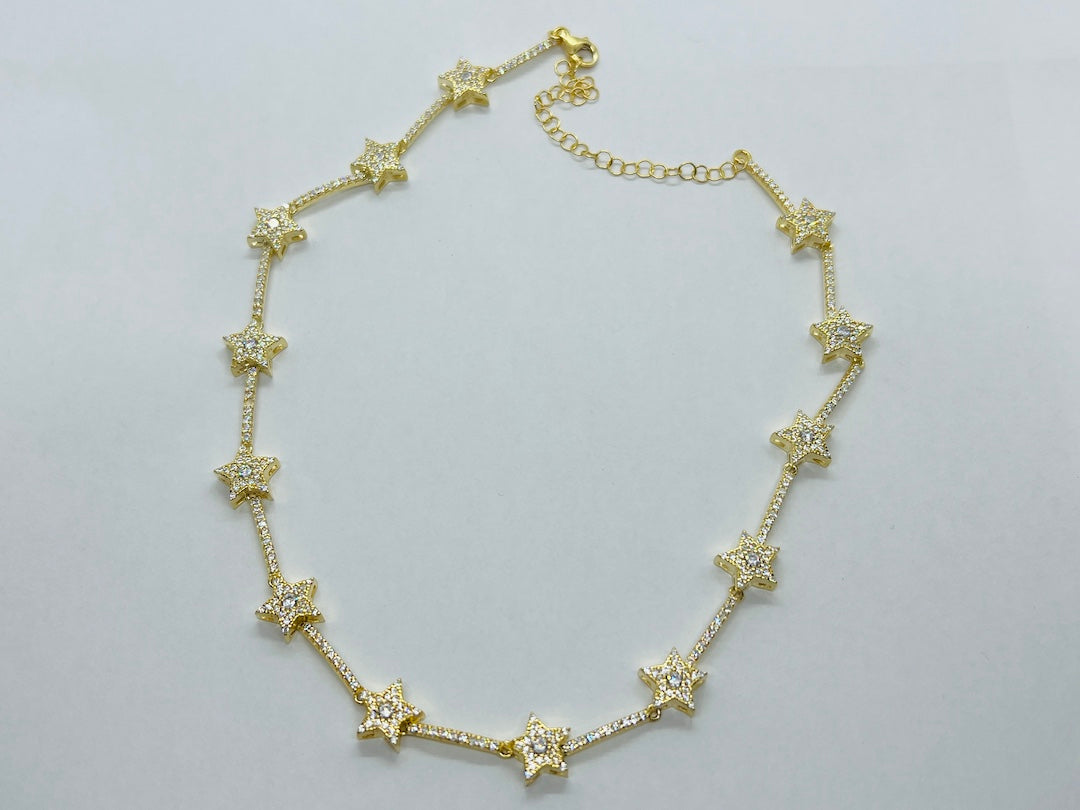 Yellow Gold Plated Star Necklace SVN5
