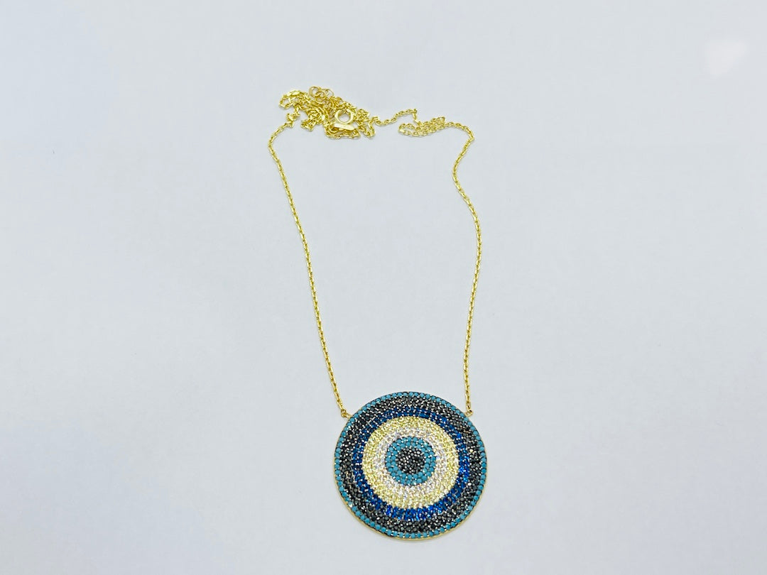 Evil Eye Armor Yellow Gold Necklace SVN11