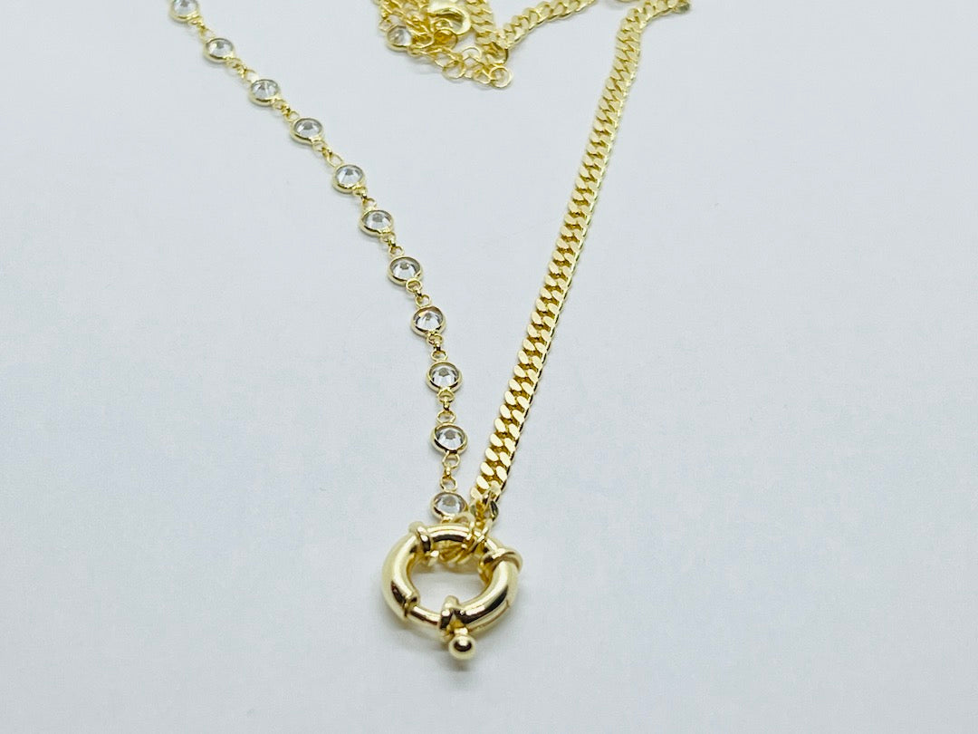 Yellow Gold Silver 2 Sides Necklace SVN12