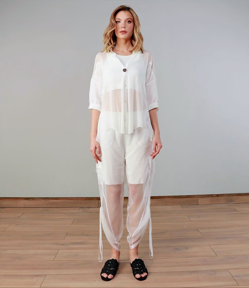 Fashion Forward Blouse 22196 | Sheer White