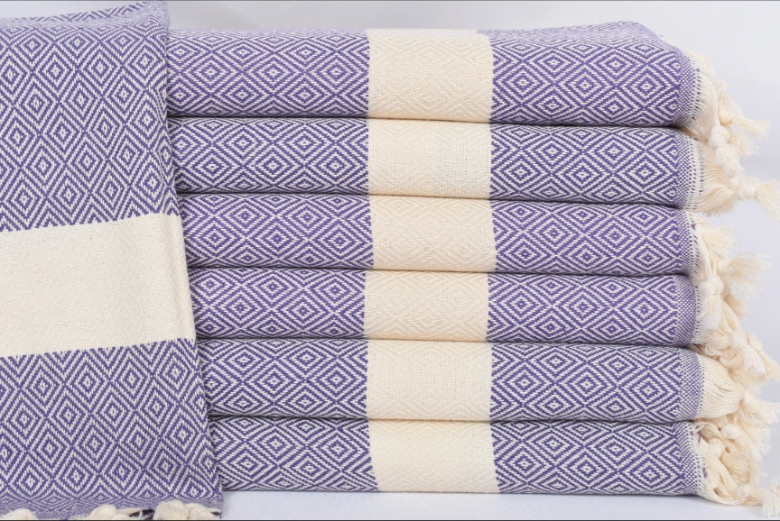 Amethyst Bath & Hand Towel Organic Turkish Cotton - 70" X 40" - 36" X 20"n