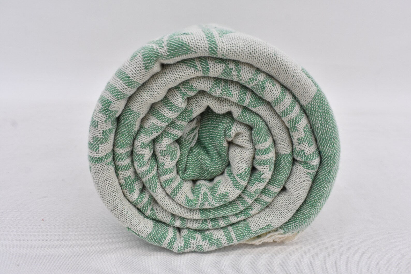 Kilim Blanket Organic Turkish Cotton Green- 85" X 56"