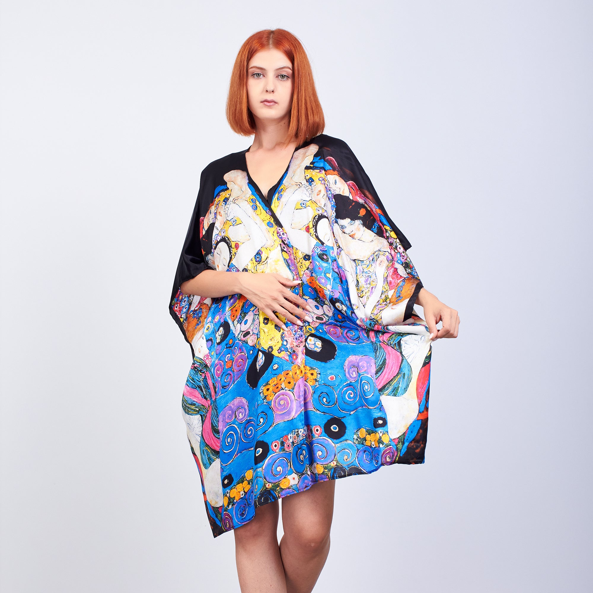Short Kimono Pareo Mulberry Silk - Gustav Klimt The Virgins