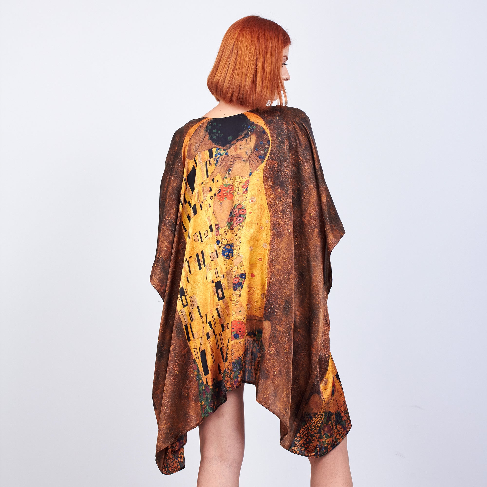 Short Kimono Pareo Mulberry Silk - Gustav Klimt The Kiss