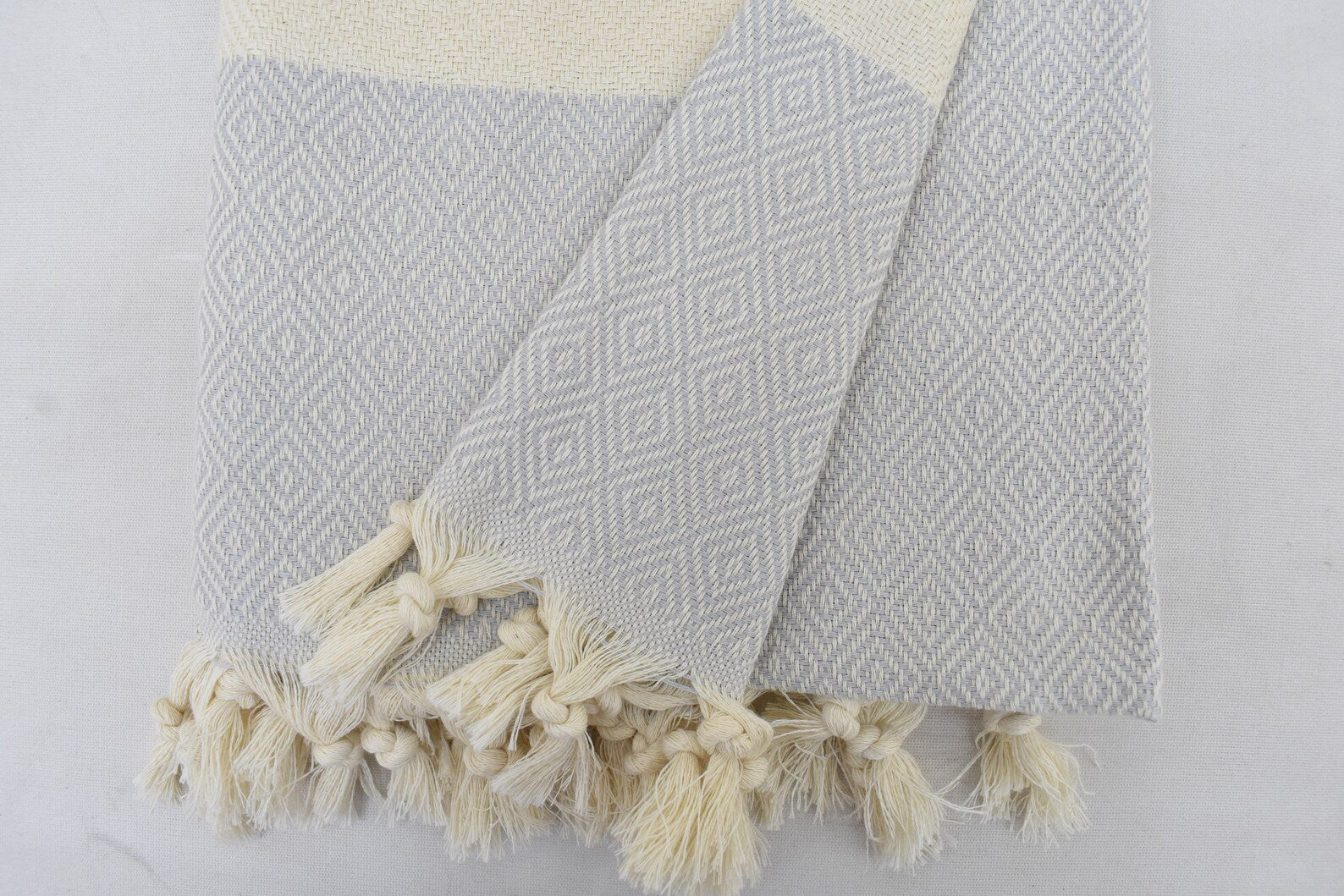 Light Gray Diamonds Bath Towel Organic Turkish Cotton - 70" X 40"- 36" X 20"