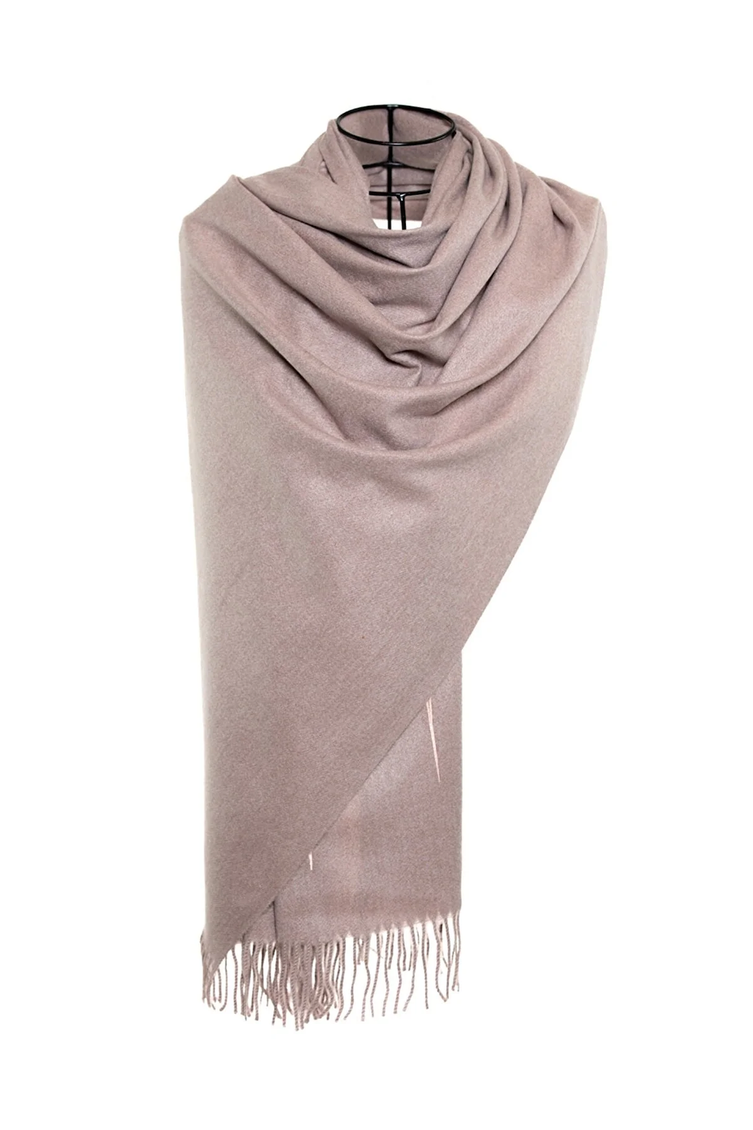 Heart Beat Embroidered Shawl with Faux Fur Pon Pons - Sepia