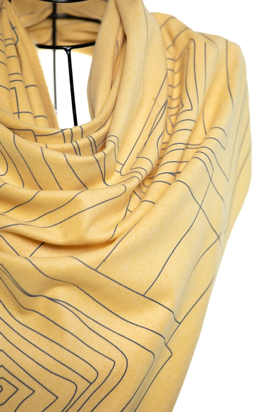 Dimension Fringes Wool Mix Scarf - Mustard