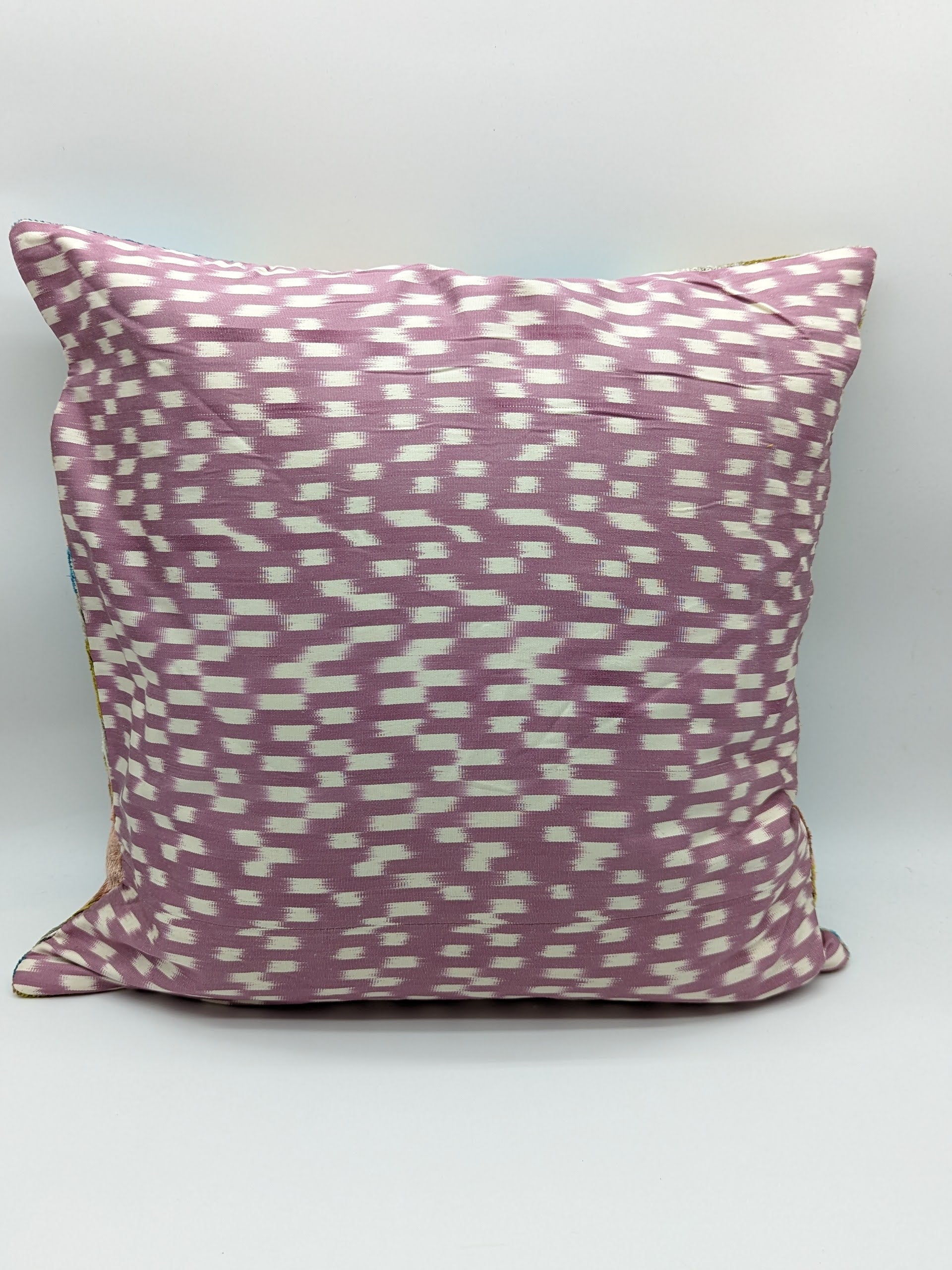 Set of 2 Velvet Silk Square Cushion Big 50x50CM IKAT Silk Back - Light Pink Blue