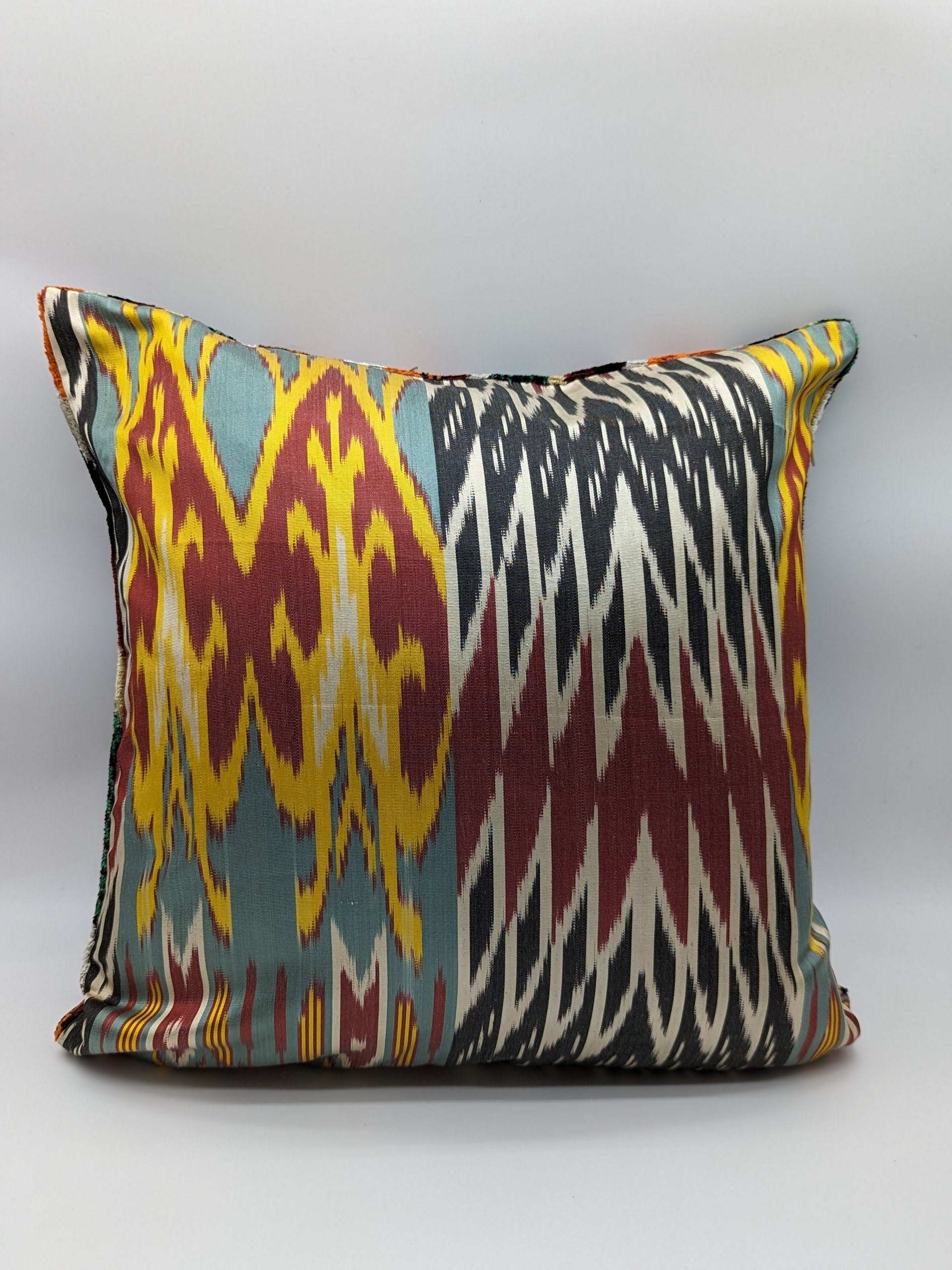 Set of 2 Velvet Silk Square Cushion Big 50x50CM IKAT Silk Back - Colorful Stripes