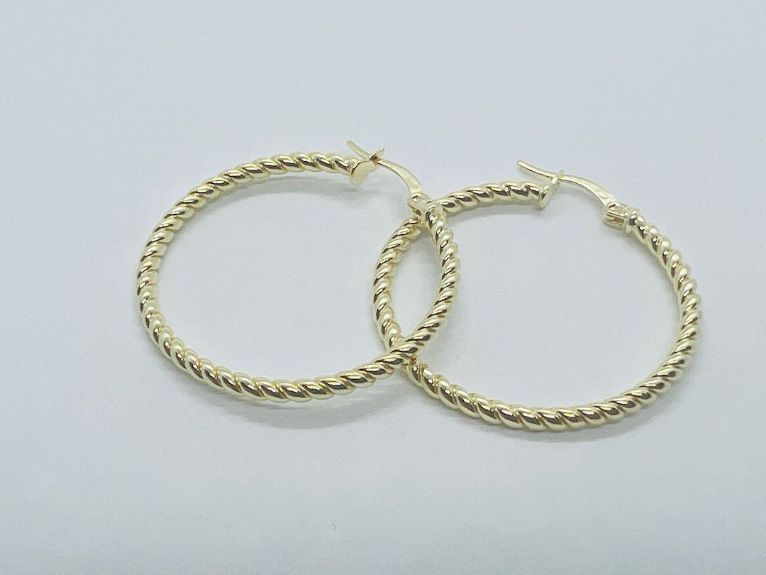 Earring Latch Silver Yellow Gold Rope Design- SVE16