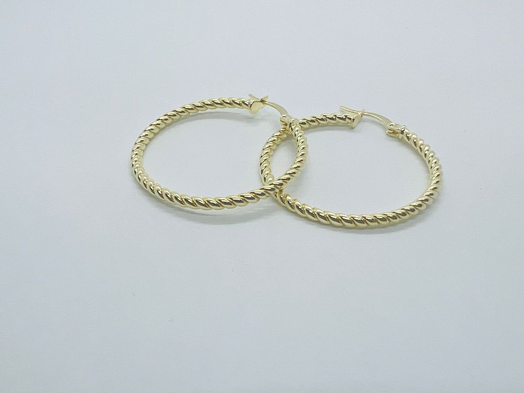 Earring Latch Silver Yellow Gold Rope Design- SVE16