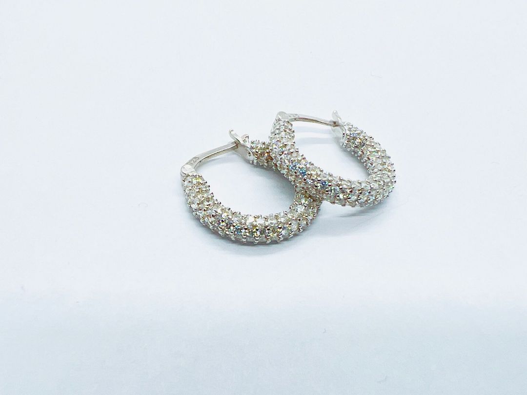 Earring Latch Silver Pave Small - SVE8