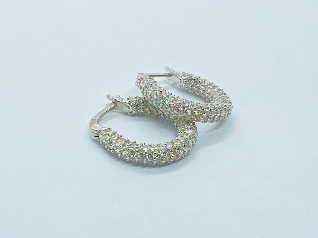 Earring Latch Silver Pave Small - SVE8
