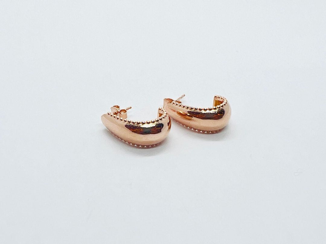 Earring Push Pin Silver Rse Gold Clean Design - SVE18
