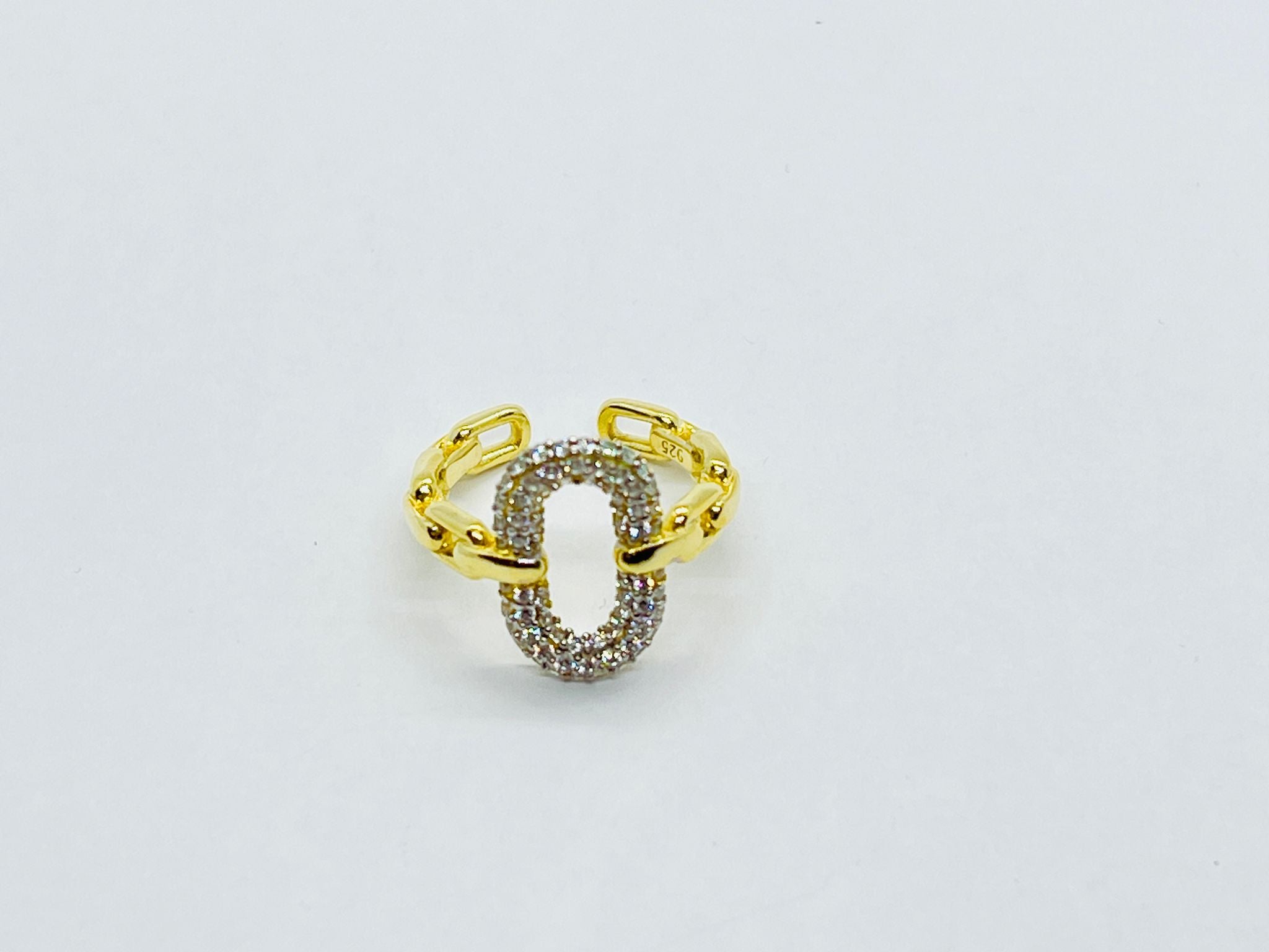 Ring Yellow Gold Chain Oval Open Design - SVR7