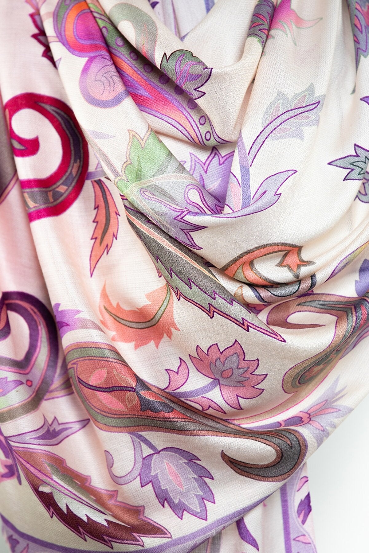 Vivid Prints Modal Silk Scarves - Gentle Paisley