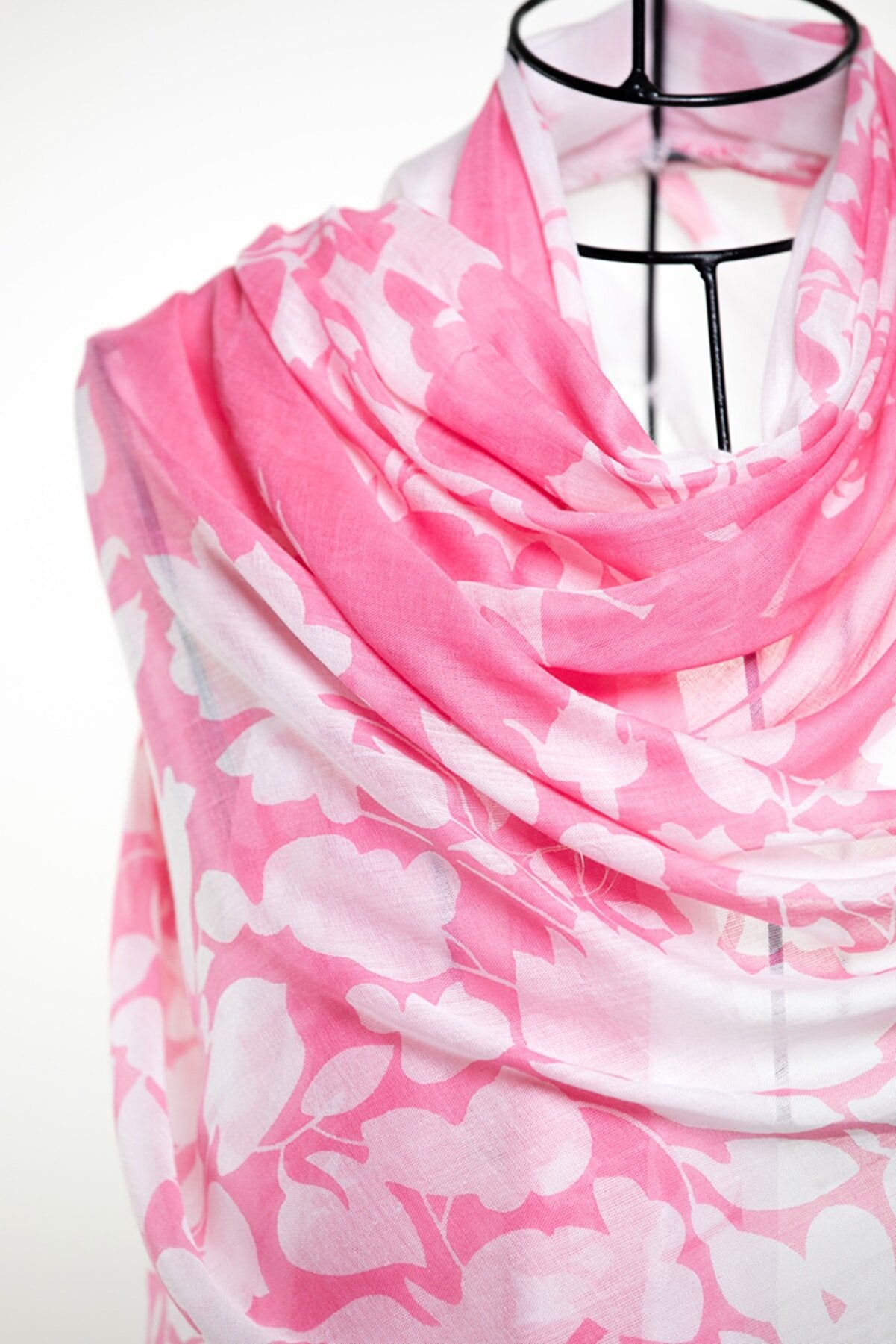 Rosa Abstract Sheer Lightweight Modal Floral Scarf - Pink Ivory