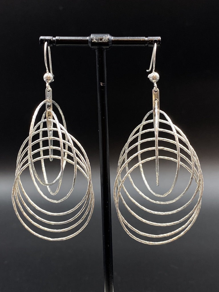 Sterling Silver Fish Hook Earring Hoops  - Multi Fold Earrings