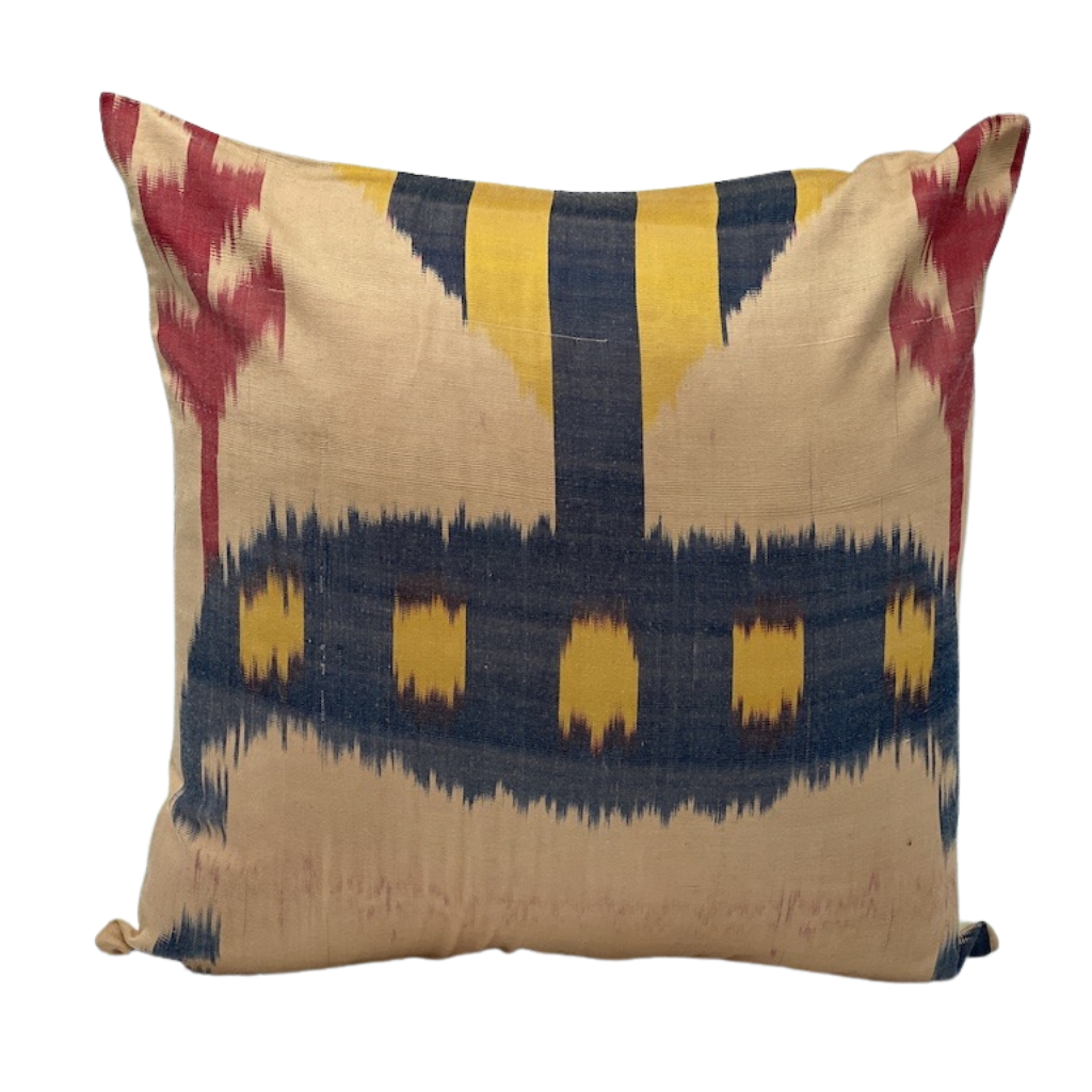 One Side IKAT Cotton Silk Mix Cushion Cover - Mocca Space