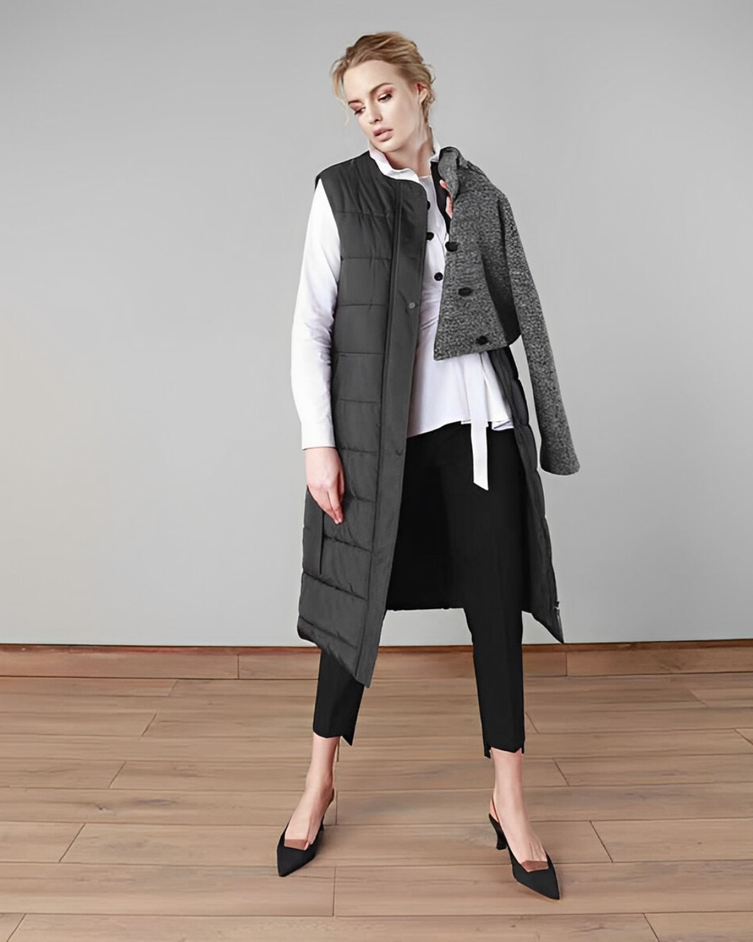Fashion Forward Double Layered Parka Coat 36027S BLACK