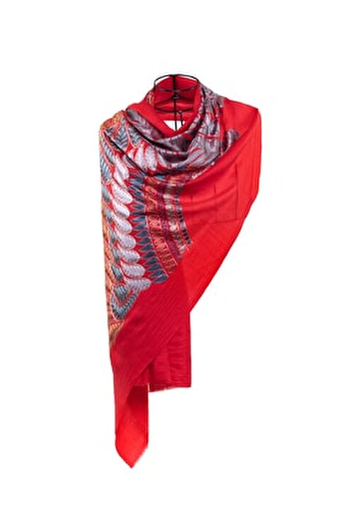 Goddess Wings Shawl Embroidered Cashmere Shawl - Red
