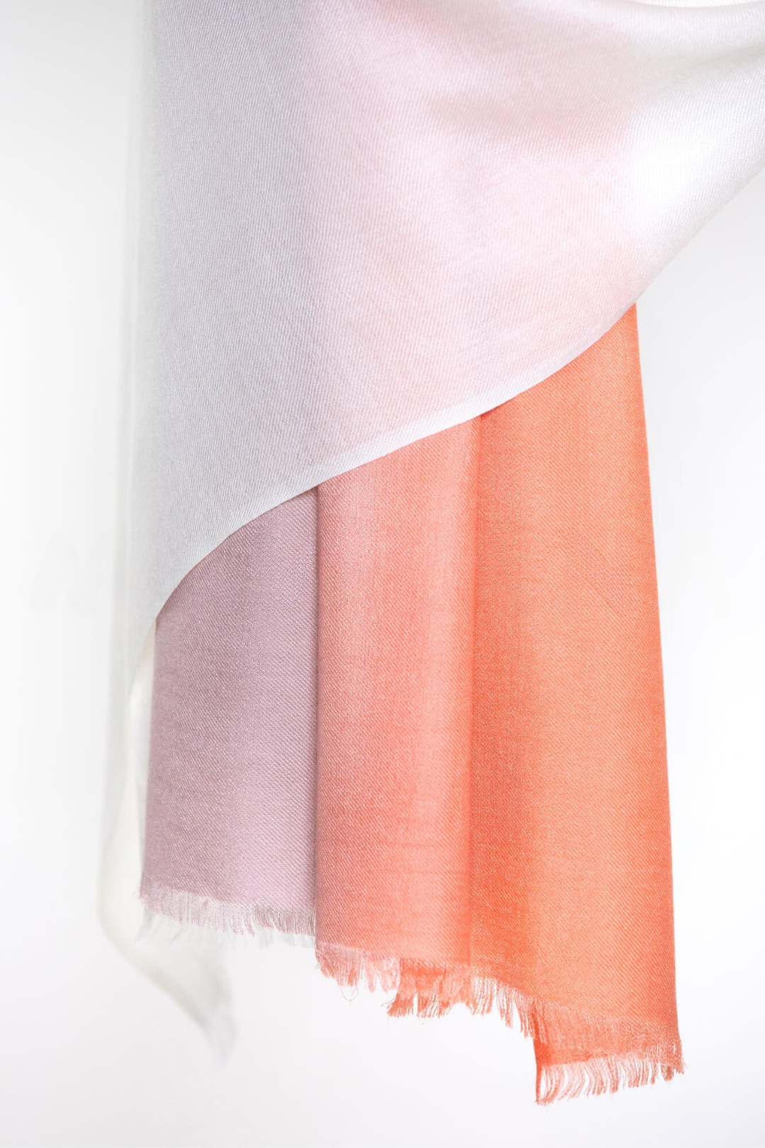 Ombre Three Colors Printed Mo-shmere Shawls - Peach Puff Cream