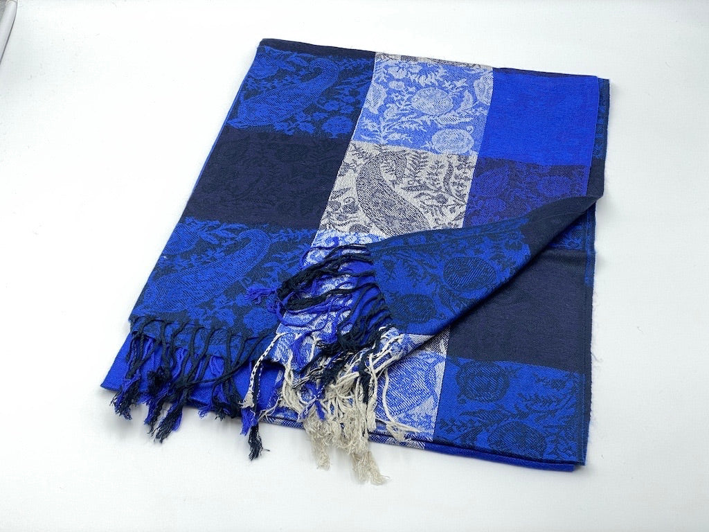 Checker Squares Paisley Scarves (Bamboo Silk ) - Multiple Variants