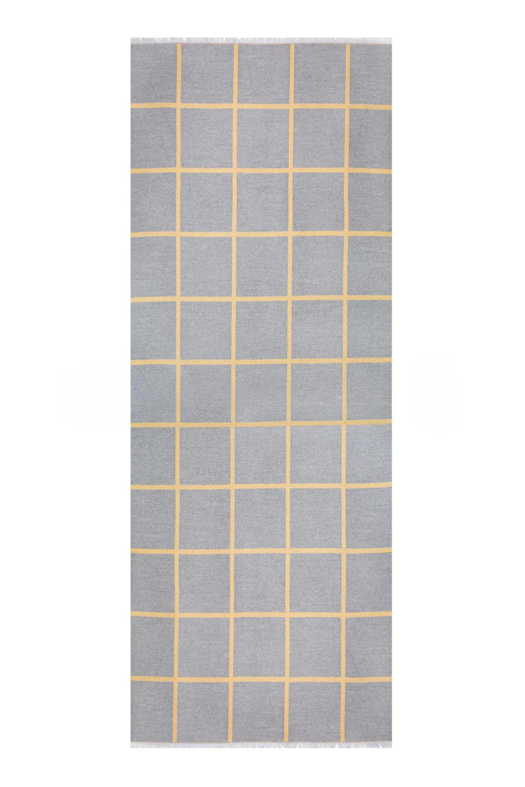 Reversible Mo-shmere Modal Cashmere Checkers Shawl - Mustard Gray